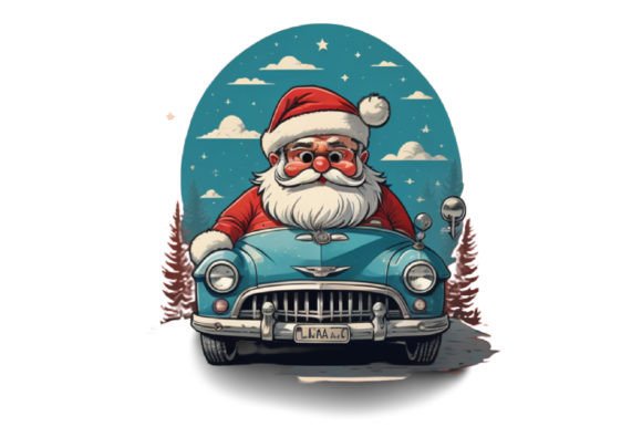 Download Cute Santa with Car Illustration Design - Santa Collection