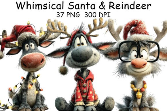 Download Whimsical Santa &amp; Reindeer Clipart - Santa Collection