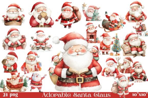 Download Adorable Santa Claus PNG Clipart Set - Santa Collection