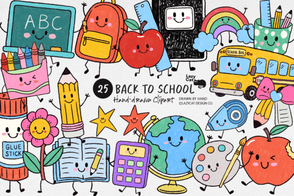 Download Back to School Hand-Drawn Clipart Bundle - Hand Collection